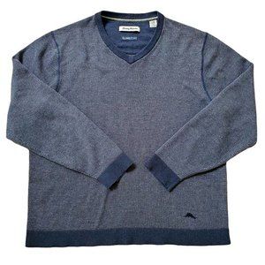 Tommy Bahama V-Neck Pullover Sweatshirt Navy-Grey Men Size Large